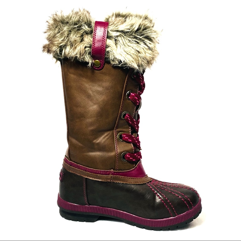 London Fog girls winter boots (brown/pink) size 3